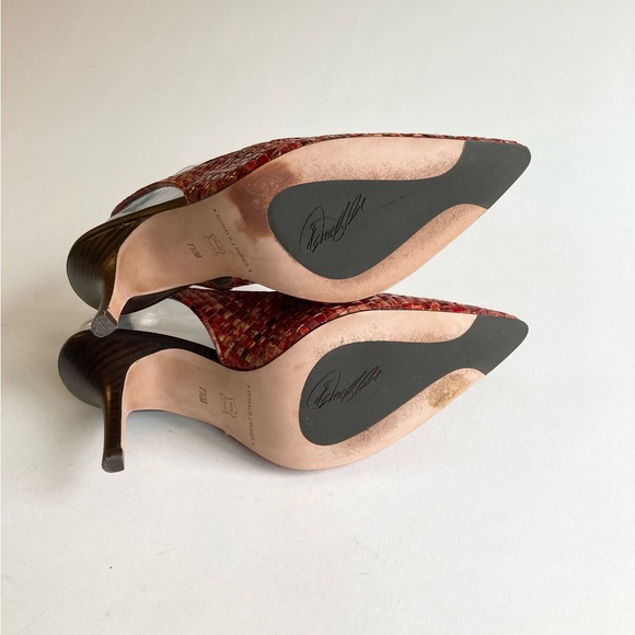 Donald J Pliner Red Burgundy Weaving Leather Point Toe Classic Heels size 7.5 - Picture 9 of 15